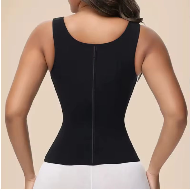 Waist Trainer Tummy Control Vest Body Shaper 17 Steel Bones 3-Row Hooks Zipper Adjustable Strap